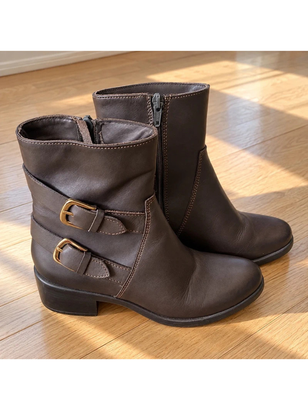 Emanuele Crasto Italian Leather Brown Moto Buckle Boots EU 39